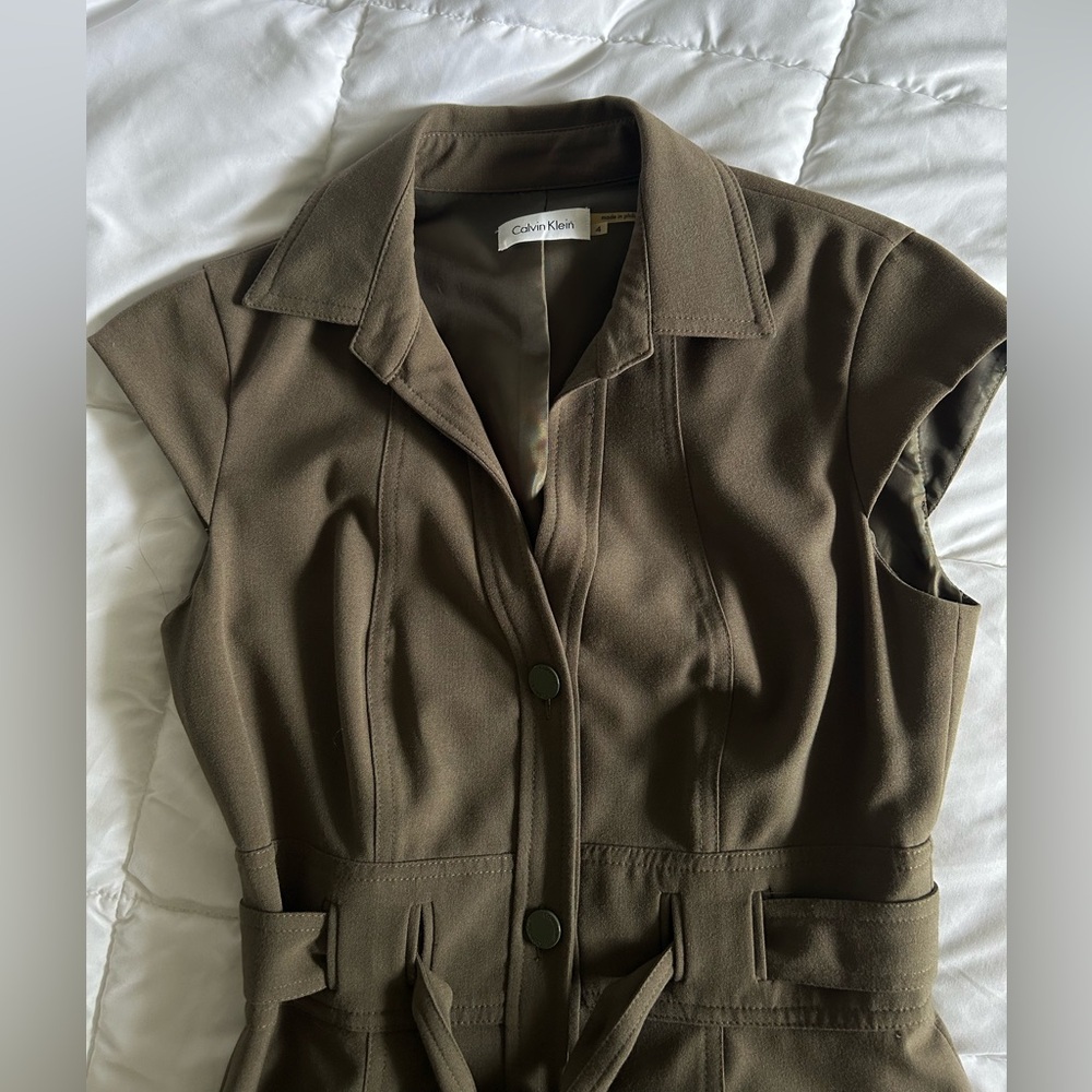 Calvin Klein Olive Collared Dress